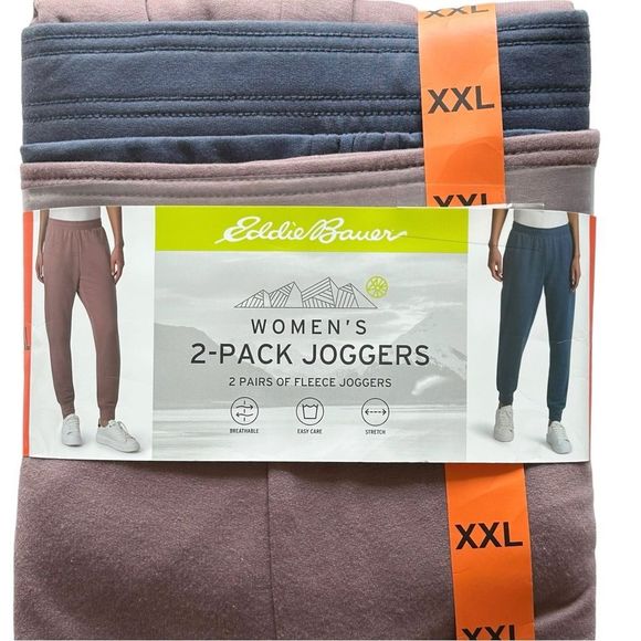 Eddie Bauer Women’s Fleece Joggers Sweatpants with Pockets 2 Pack Women’s XXL - Picture 1 of 6